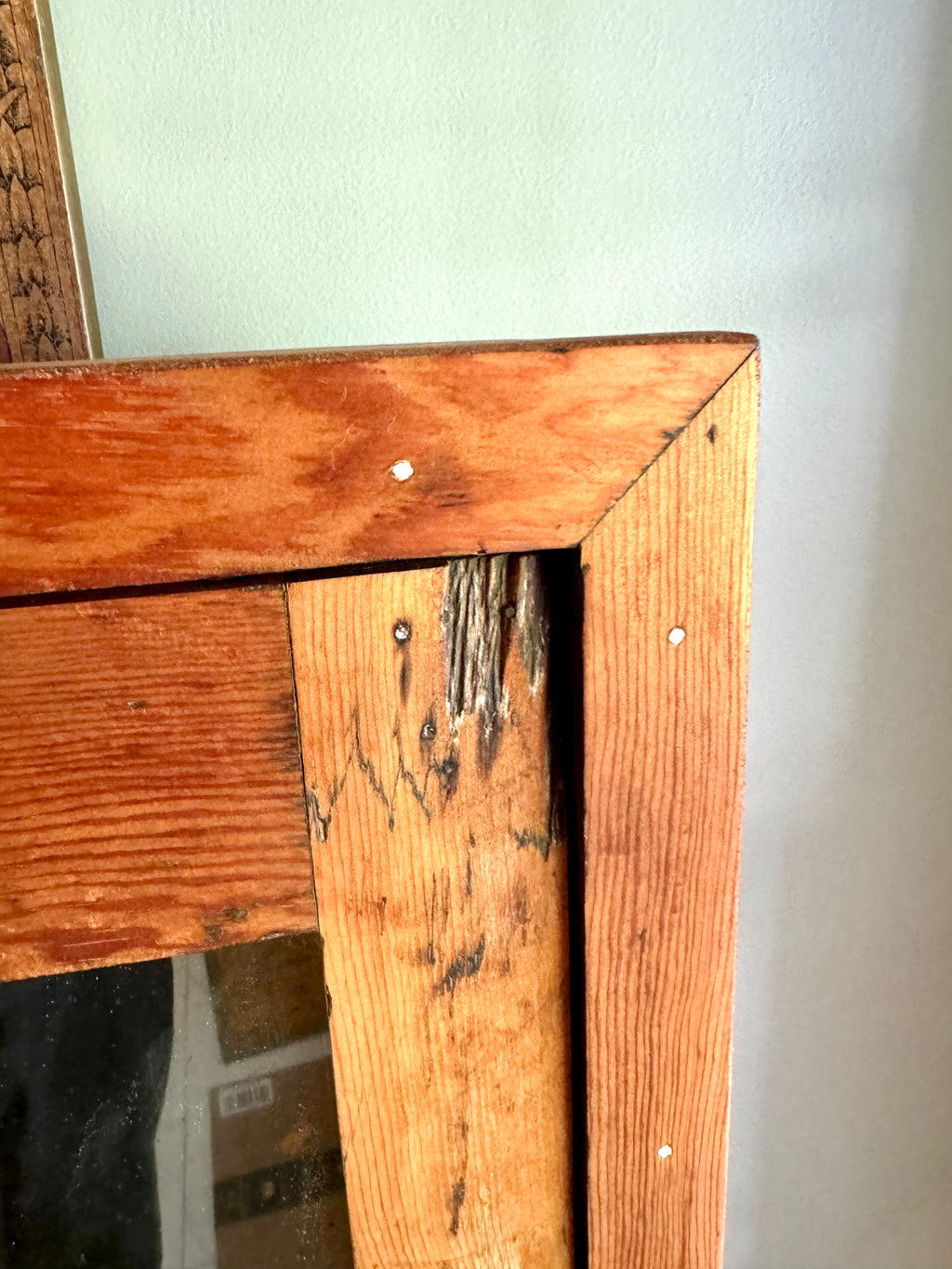 Antique Rustic Wood Medicine Cabinet With Distressed Mirrored Door