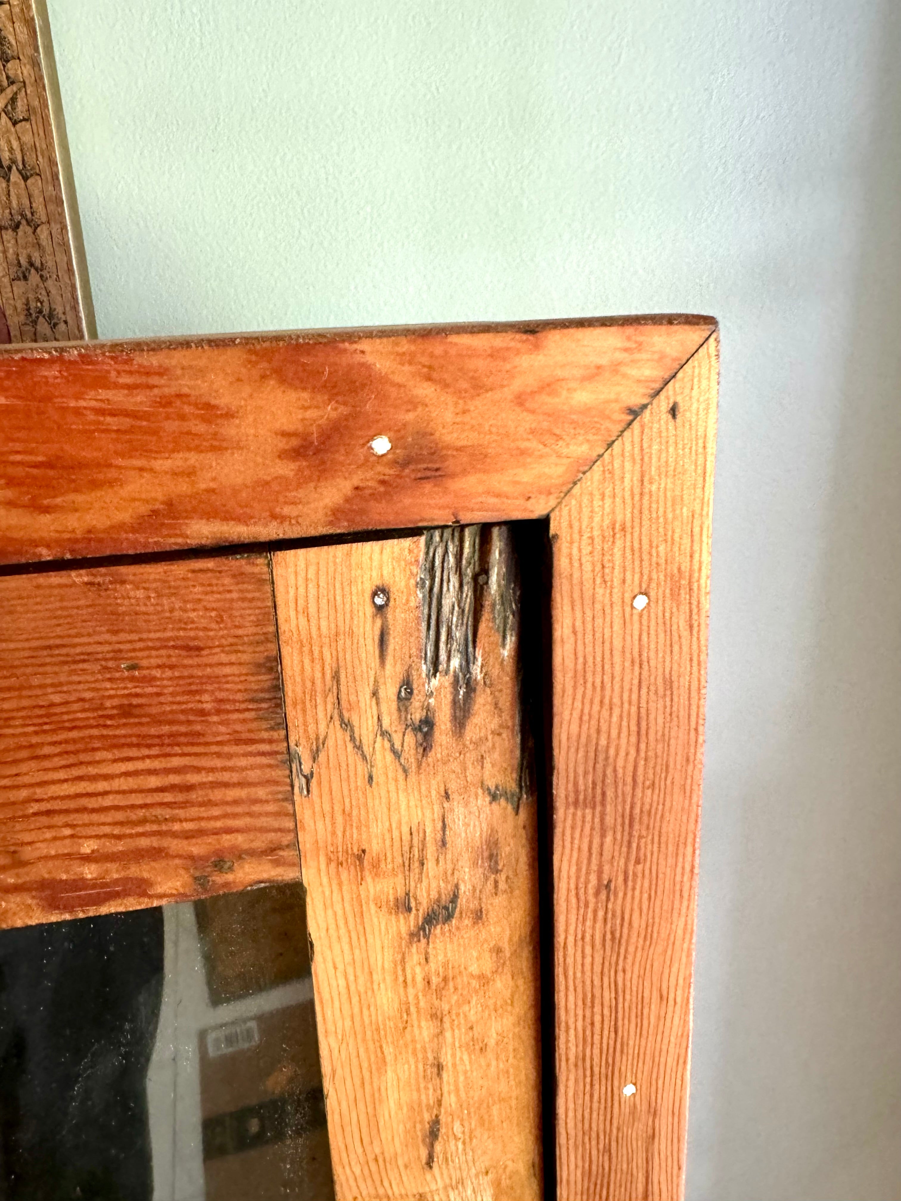 Antique Rustic Wood Medicine Cabinet With Distressed Mirrored Door