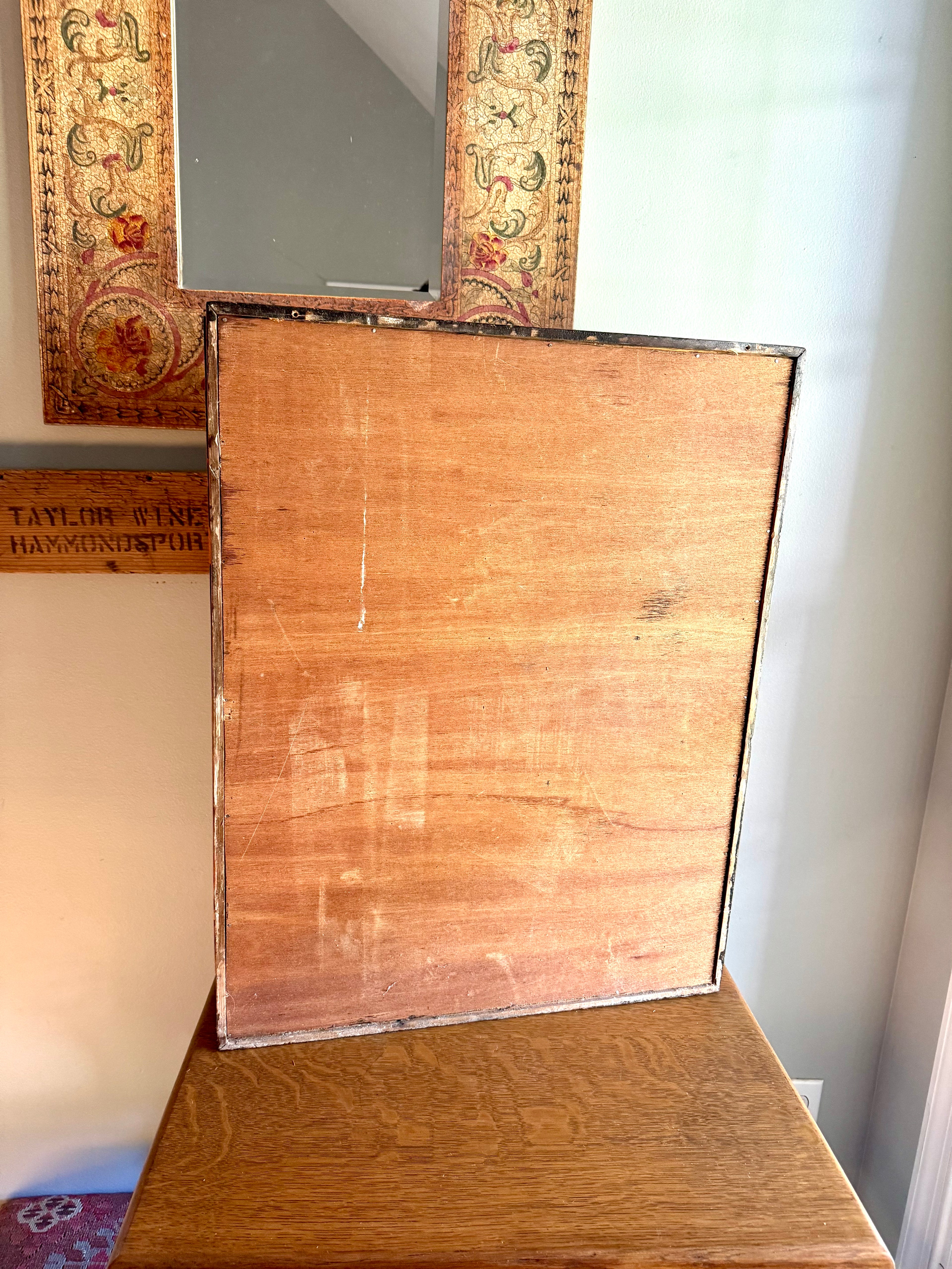 Antique Rustic Wood Medicine Cabinet With Distressed Mirrored Door