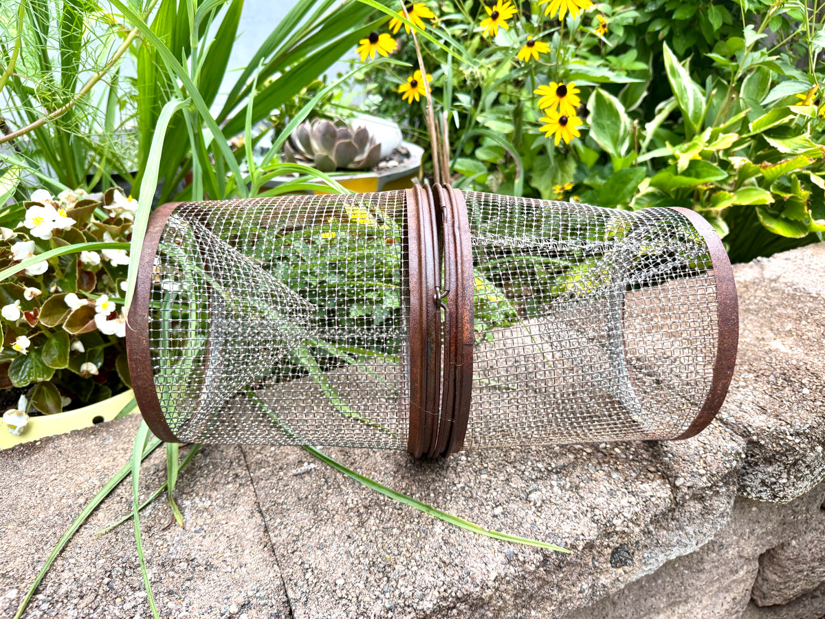 Vintage Galvanized Wire Minnow Trap ~ Rustic Lake House Decor ~ Rustic Minnow Trap