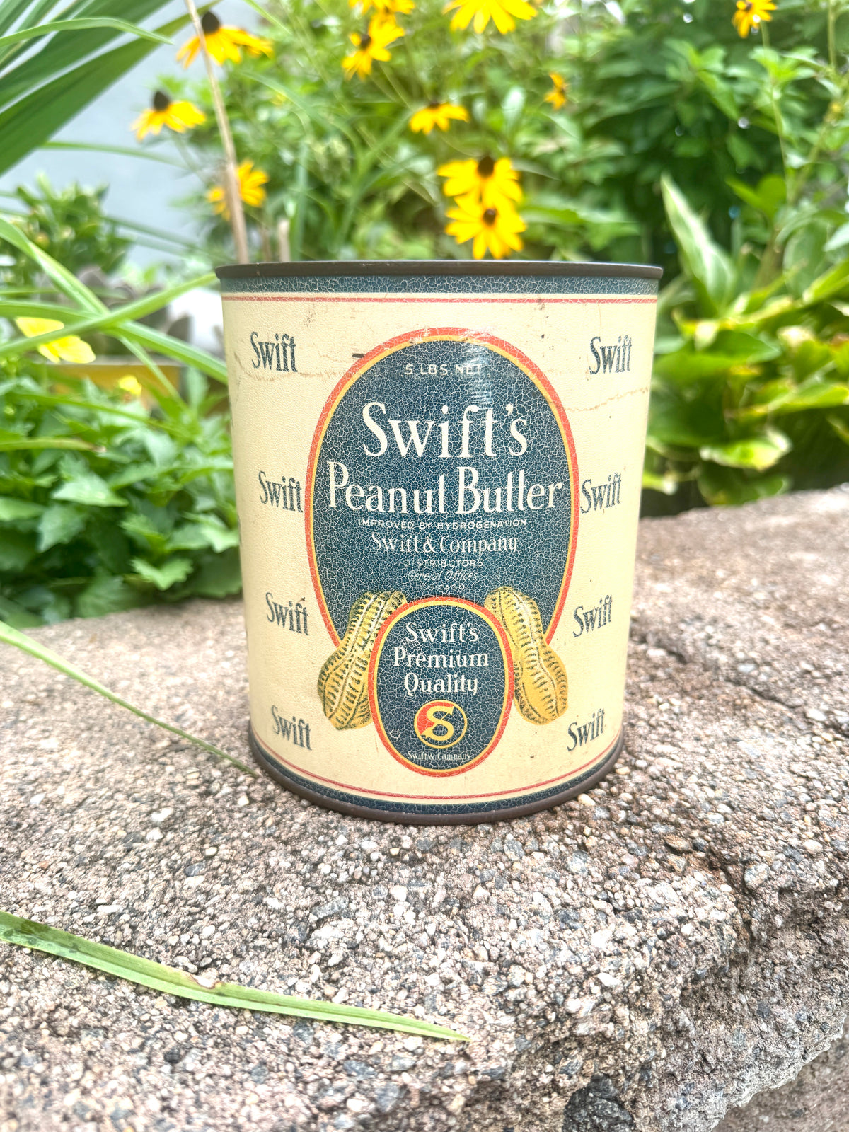 Vtg Swift's Peanut Butter Tin ~ Swift & Company Litho Peanut Butter Tin