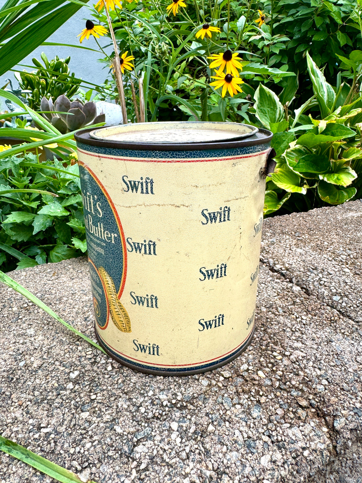 Vtg Swift's Peanut Butter Tin ~ Swift & Company Litho Peanut Butter Tin