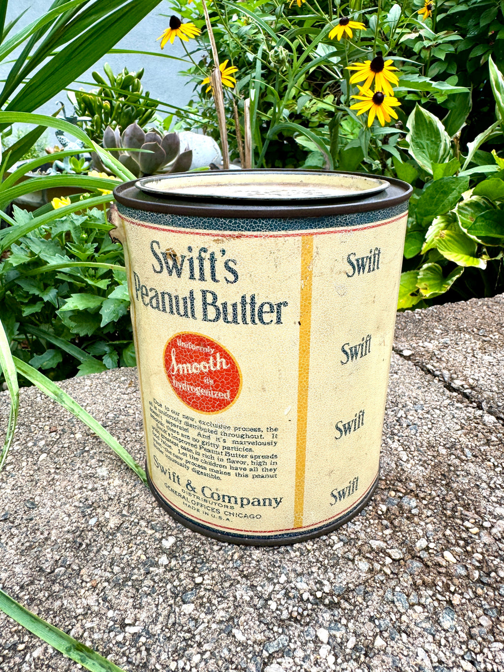 Vtg Swift's Peanut Butter Tin ~ Swift & Company Litho Peanut Butter Tin
