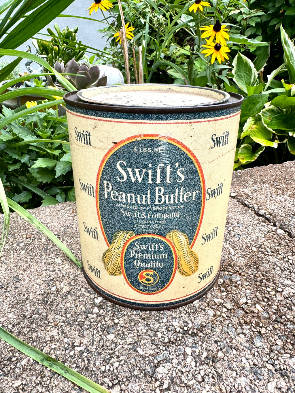 Vtg Swift's Peanut Butter Tin ~ Swift & Company Litho Peanut Butter Tin