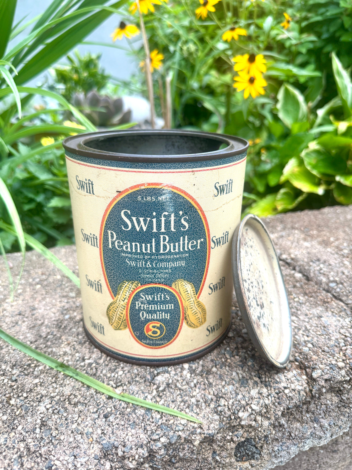 Vtg Swift's Peanut Butter Tin ~ Swift & Company Litho Peanut Butter Tin