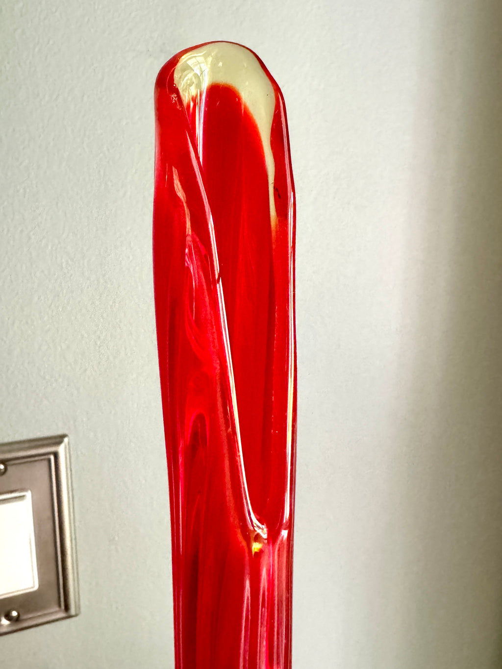 Vtg Mid Century Modern L.E. Smith Amberina Swung Vase Pedestal 17" ~ MCM Swung Glass Vase