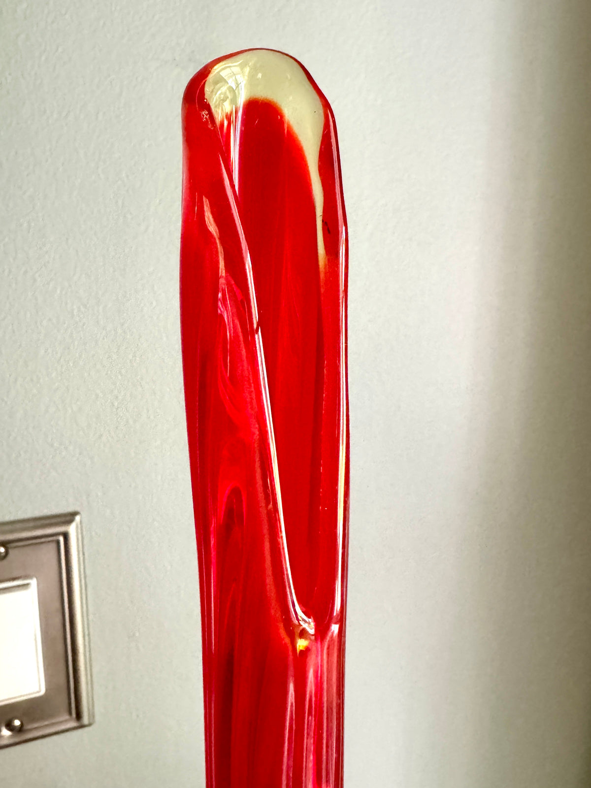 Vtg Mid Century Modern L.E. Smith Amberina Swung Vase Pedestal 17" ~ MCM Swung Glass Vase