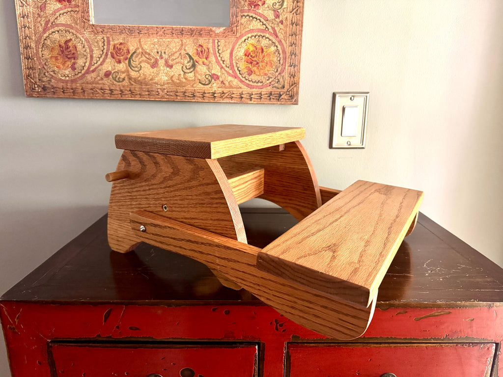 Vtg Wooden Child's Convertible Step Stool Chair ~ Wood Step Stool Chair ~