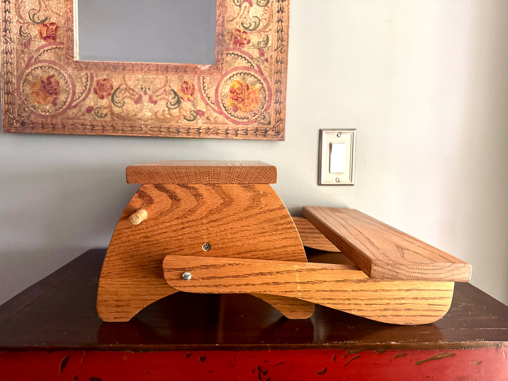 Vtg Wooden Child's Convertible Step Stool Chair ~ Wood Step Stool Chair ~