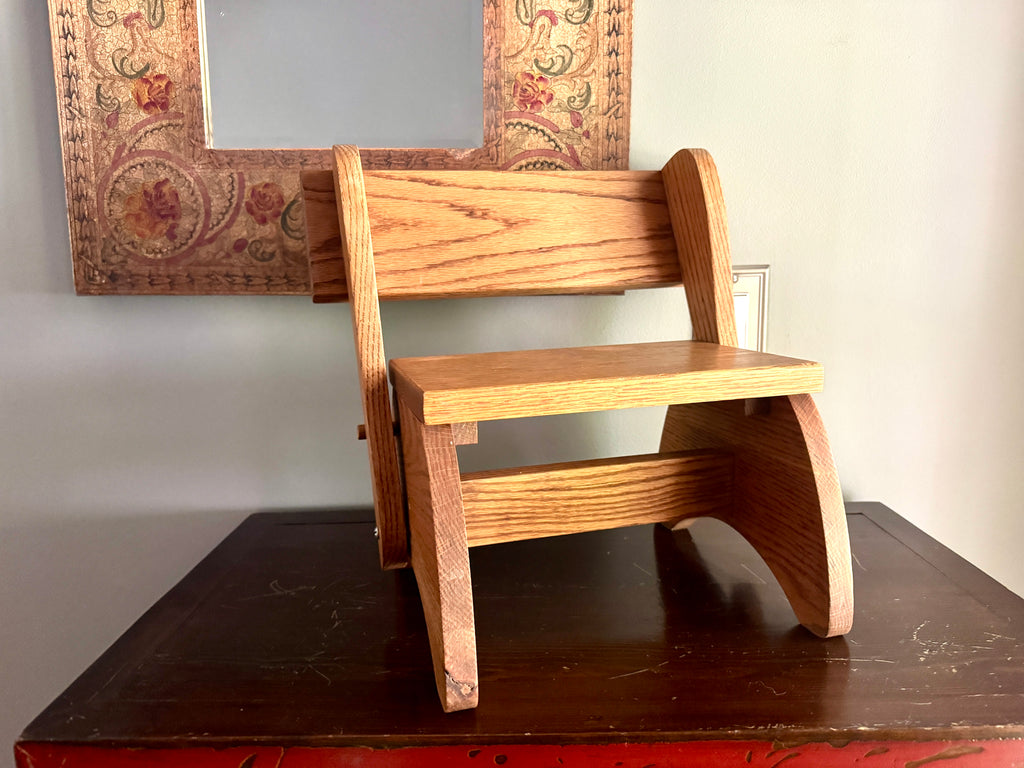 Vtg Wooden Child's Convertible Step Stool Chair ~ Wood Step Stool Chair ~
