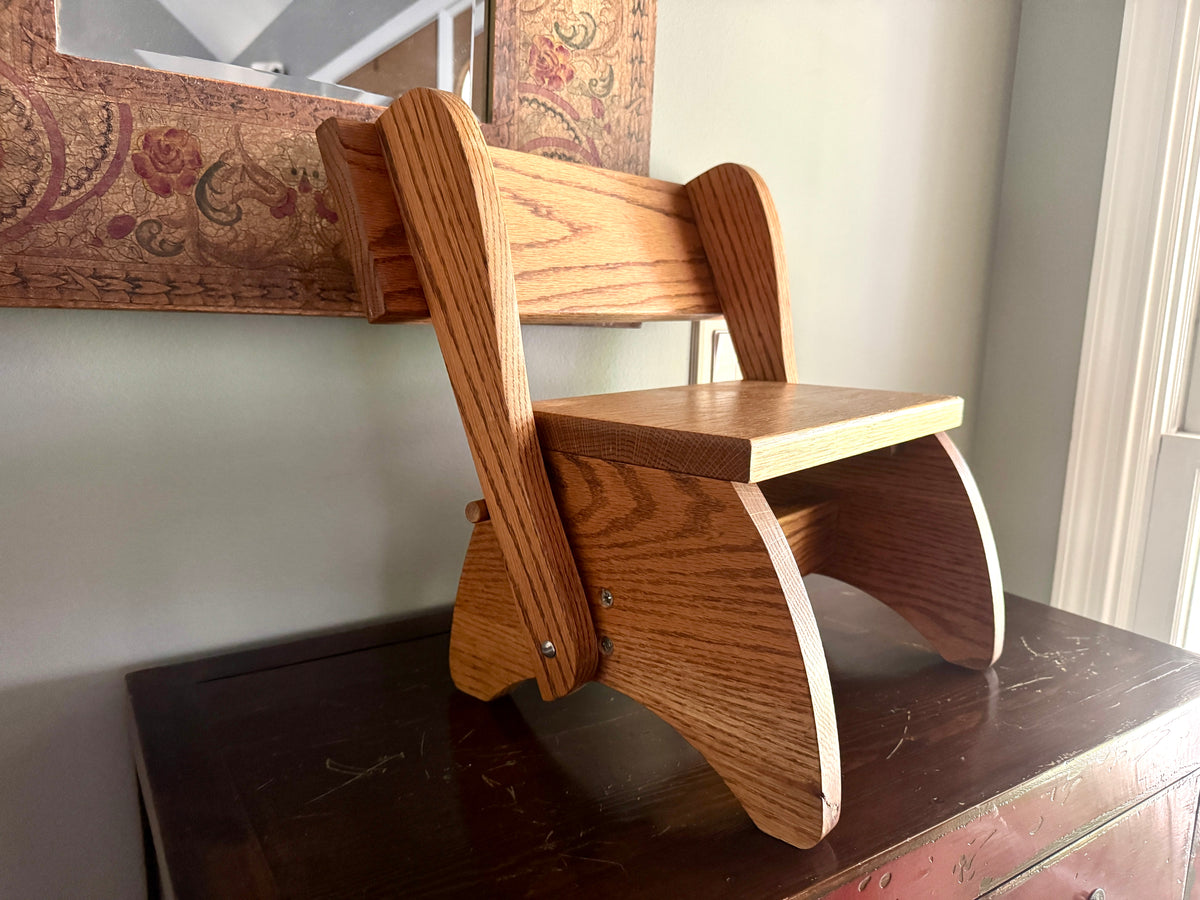 Vtg Wooden Child's Convertible Step Stool Chair ~ Wood Step Stool Chair ~