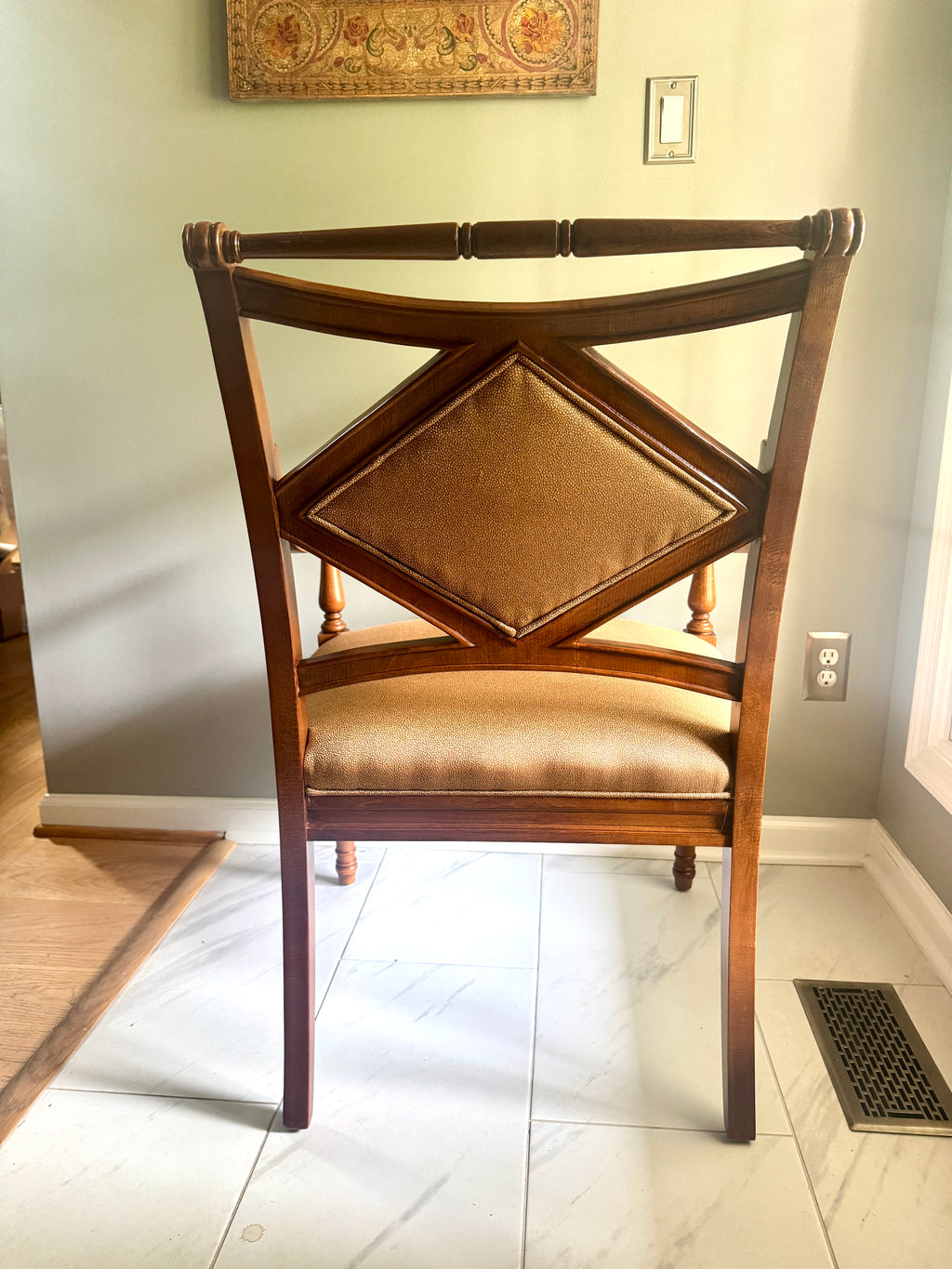 Georgian-Style Wooden Armchair by Fairfield ~ Fairfield Champagne Colored Wooden Armchairs (2 Available)