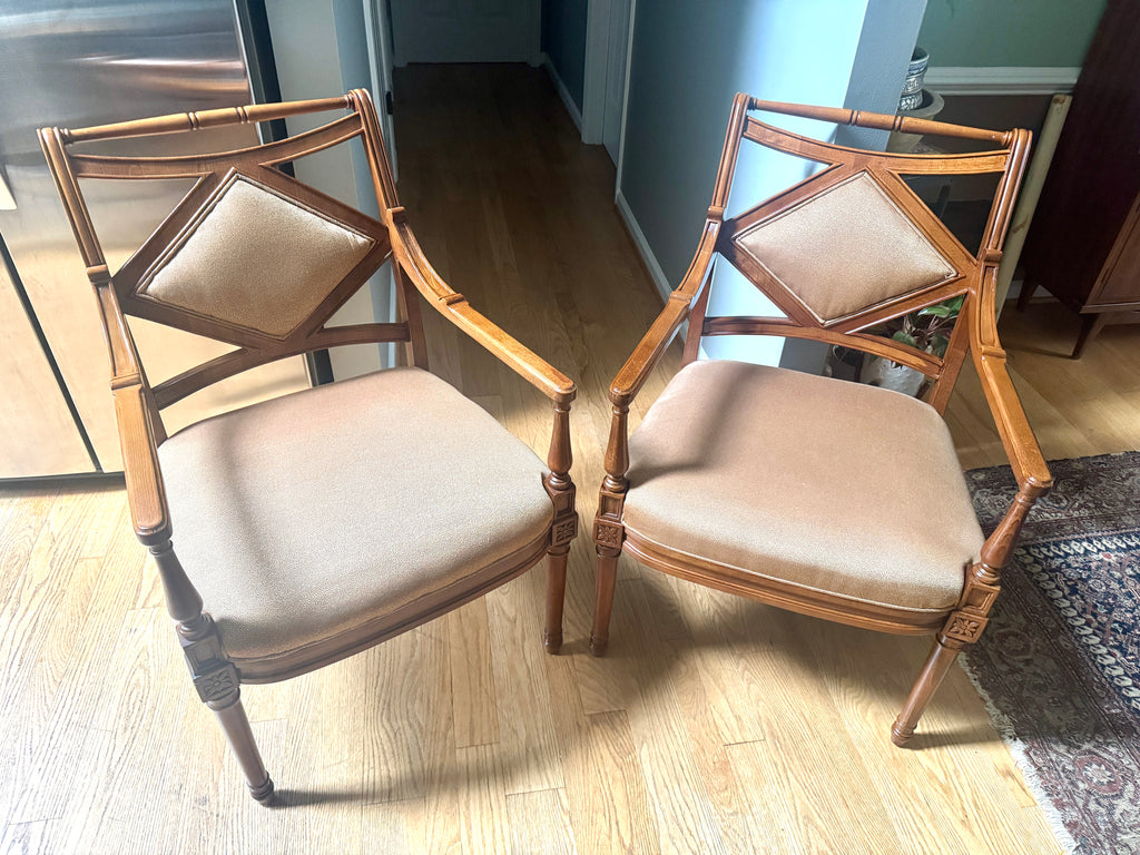 Georgian-Style Wooden Armchair by Fairfield ~ Fairfield Champagne Colored Wooden Armchairs (2 Available)