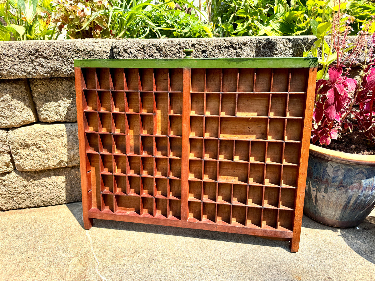 Antique Wooden Printer’s Tray ~ Vintage Letterpress Drawer ~ Rustic Wall Display ~ Curio Shelf |