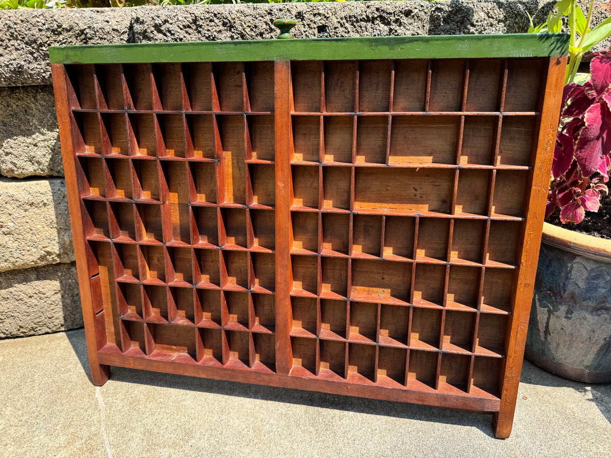 Antique Wooden Printer’s Tray ~ Vintage Letterpress Drawer ~ Rustic Wall Display ~ Curio Shelf |