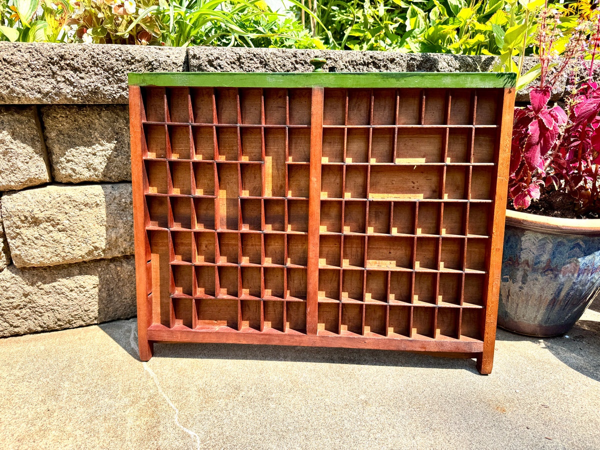 Antique Wooden Printer’s Tray ~ Vintage Letterpress Drawer ~ Rustic Wall Display ~ Curio Shelf |