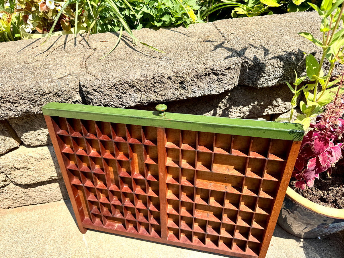 Antique Wooden Printer’s Tray ~ Vintage Letterpress Drawer ~ Rustic Wall Display ~ Curio Shelf |