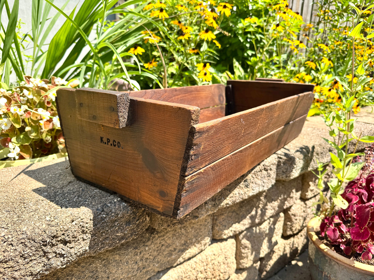 Antique Wooden Grape Crate ~ Wood Vineyard Crate ~ 29" Rustic Wood Grape Gathering Crate