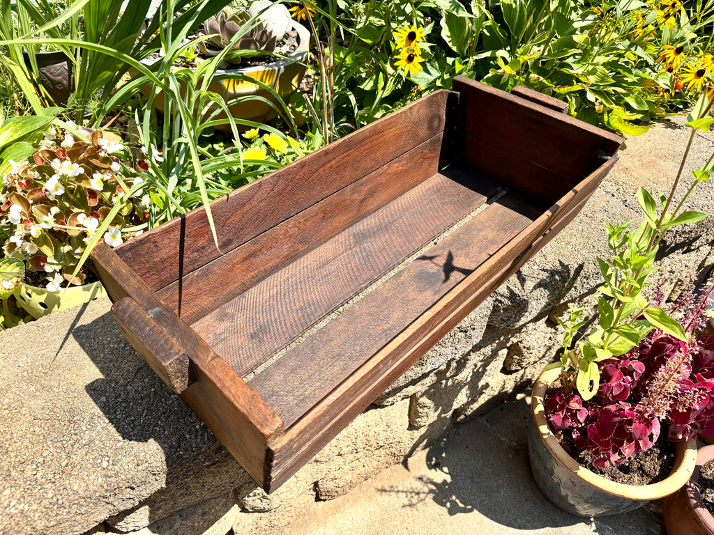Antique Wooden Grape Crate ~ Wood Vineyard Crate ~ 29" Rustic Wood Grape Gathering Crate
