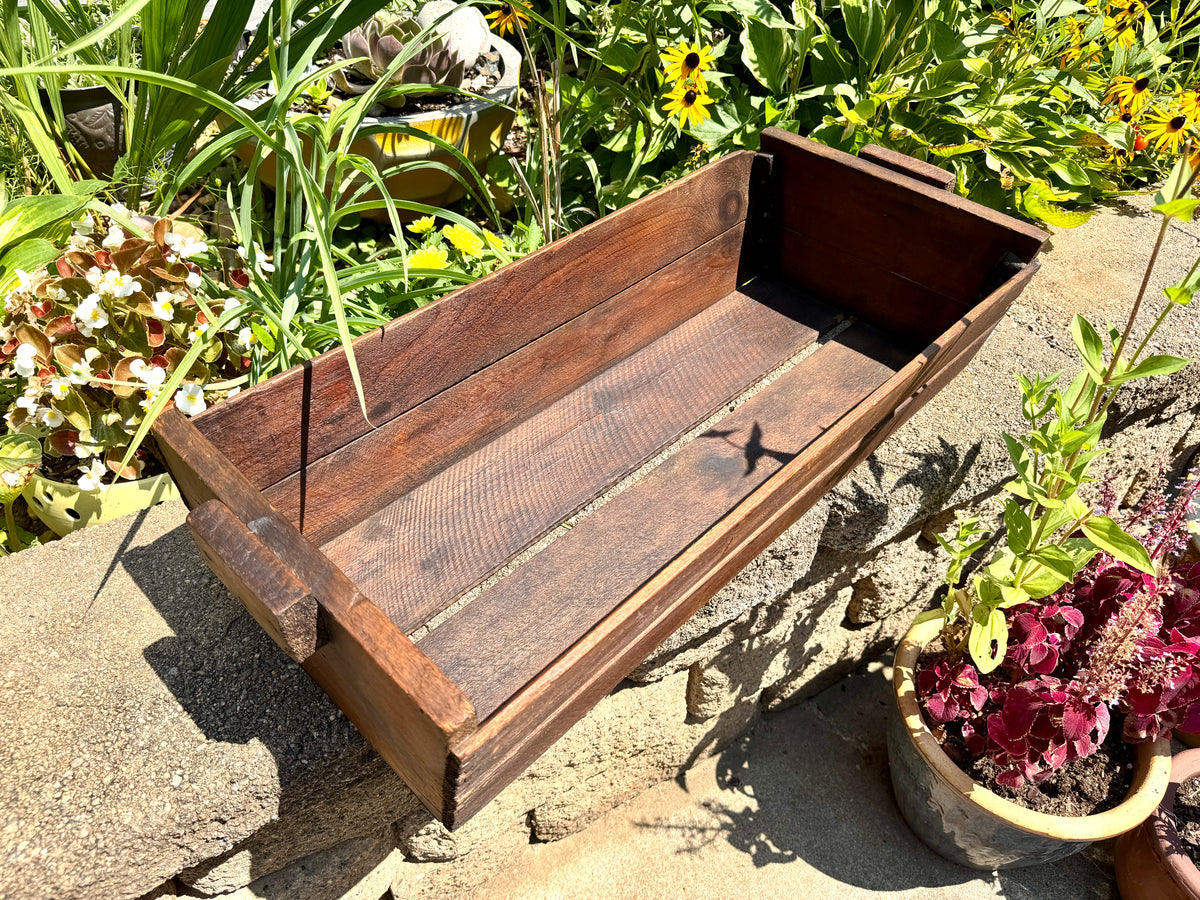 Antique Wooden Grape Crate ~ Wood Vineyard Crate ~ 29" Rustic Wood Grape Gathering Crate