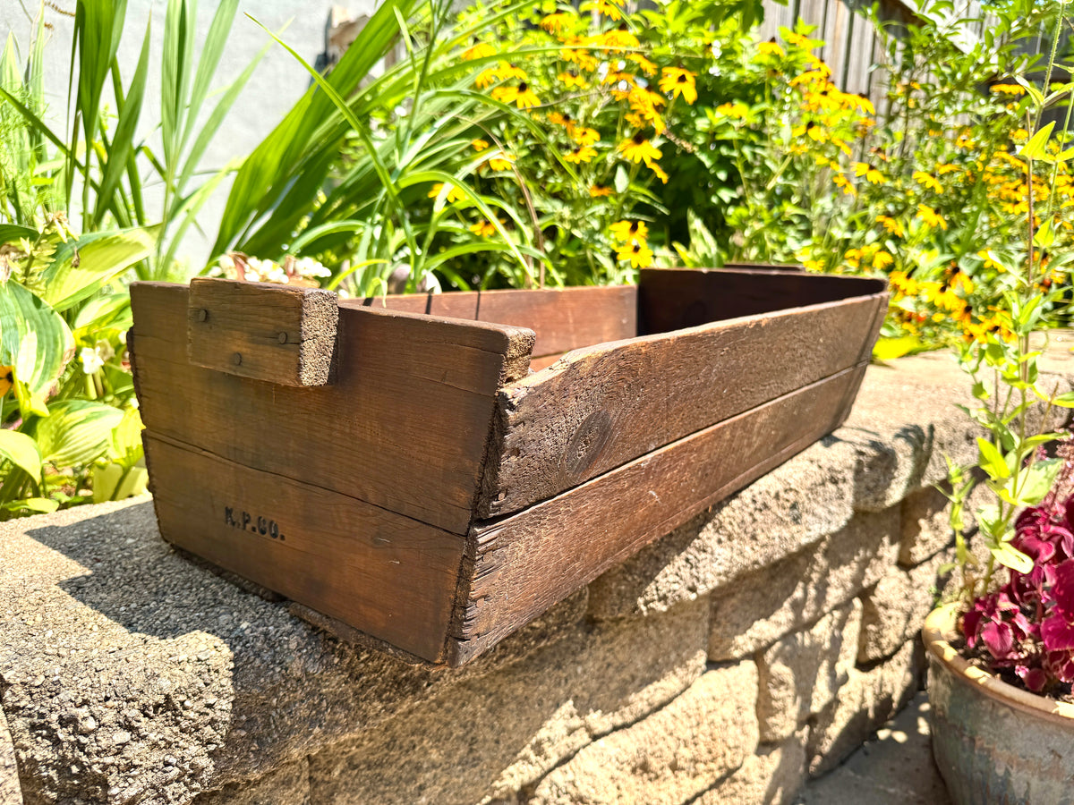 Antique Wooden Grape Crate ~ Wood Vineyard Crate ~ 29" Rustic Wood Grape Gathering Crate
