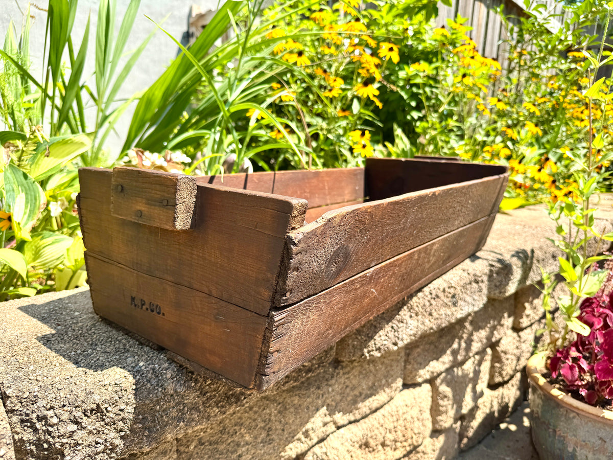 Antique Wooden Grape Crate ~ Wood Vineyard Crate ~ 29" Rustic Wood Grape Gathering Crate