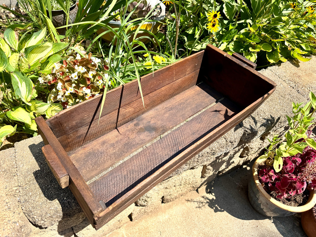 Antique Wooden Grape Crate ~ Wood Vineyard Crate ~ 29" Rustic Wood Grape Gathering Crate