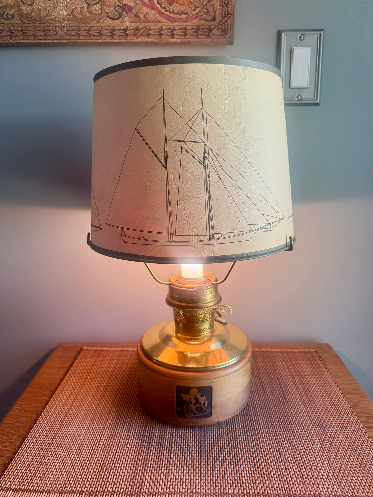Vtg Aladdin Model 23 Mariner Converted Shelf Kerosine Lamp ~ Maritime Aladdin Model 23 Electric Lamp
