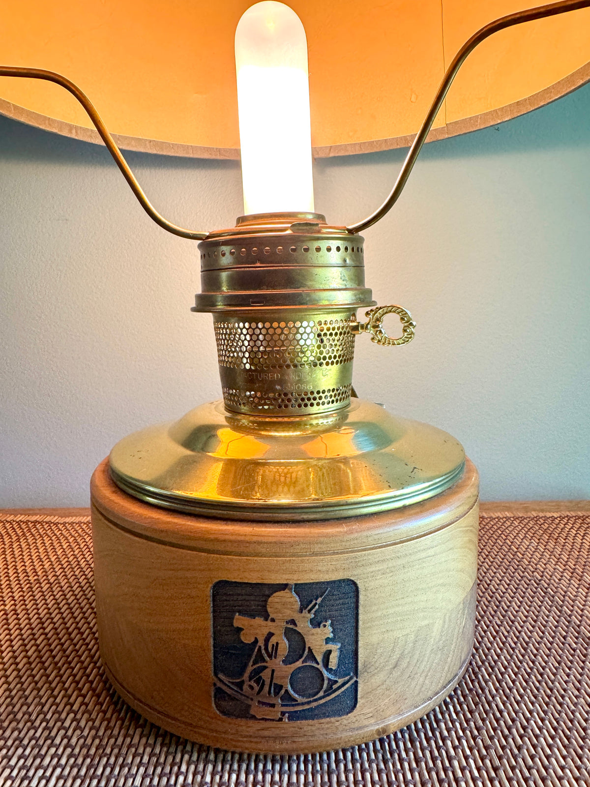 Vtg Aladdin Model 23 Mariner Converted Shelf Kerosine Lamp ~ Maritime Aladdin Model 23 Electric Lamp