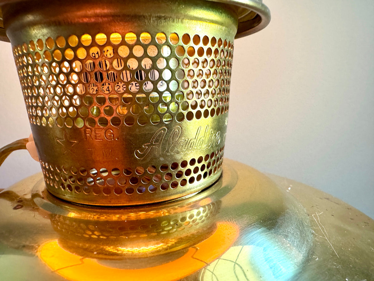 Vtg Aladdin Model 23 Mariner Converted Shelf Kerosine Lamp ~ Maritime Aladdin Model 23 Electric Lamp
