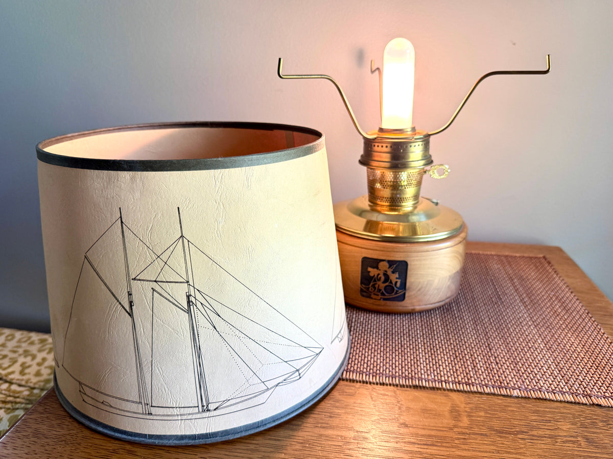 Vtg Aladdin Model 23 Mariner Converted Shelf Kerosine Lamp ~ Maritime Aladdin Model 23 Electric Lamp