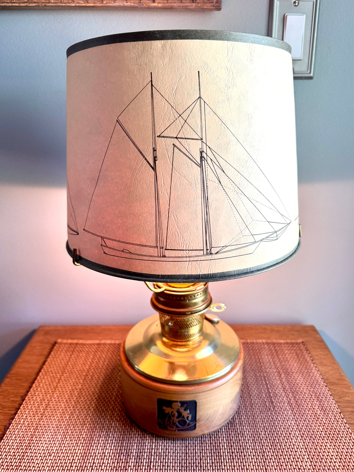 Vtg Aladdin Model 23 Mariner Converted Shelf Kerosine Lamp ~ Maritime Aladdin Model 23 Electric Lamp