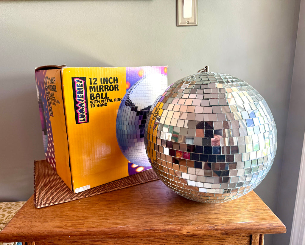 Vtg Lumaseries Mirrored 12" Disco Ball ~ 12" Mirror Disco Ball