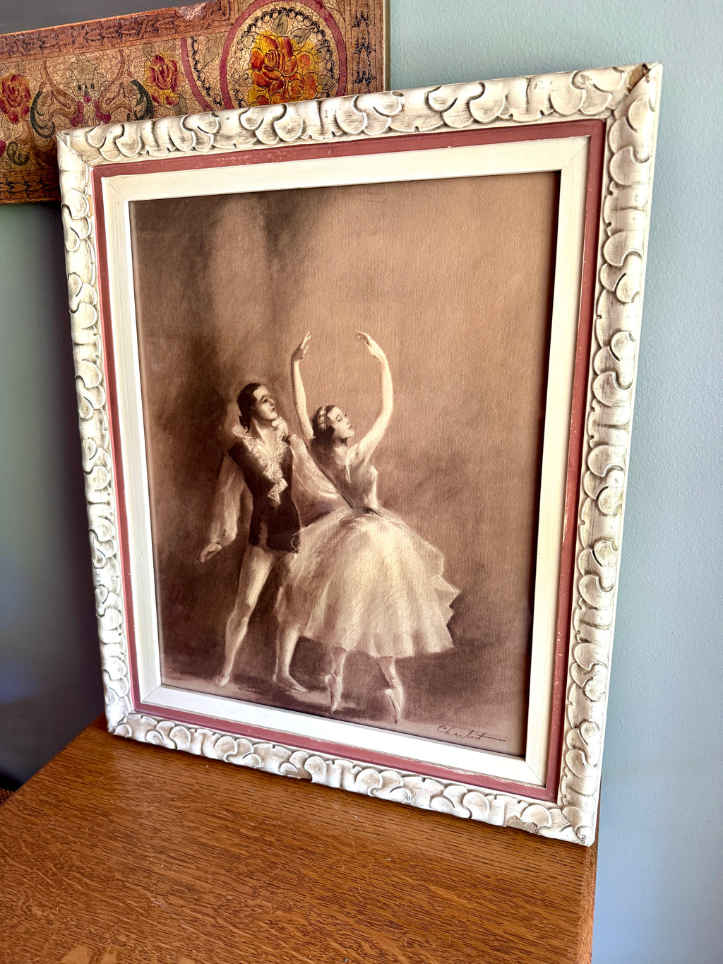 Vintage Framed Ballet Pastel Painting - Raymond Charlot - Signed