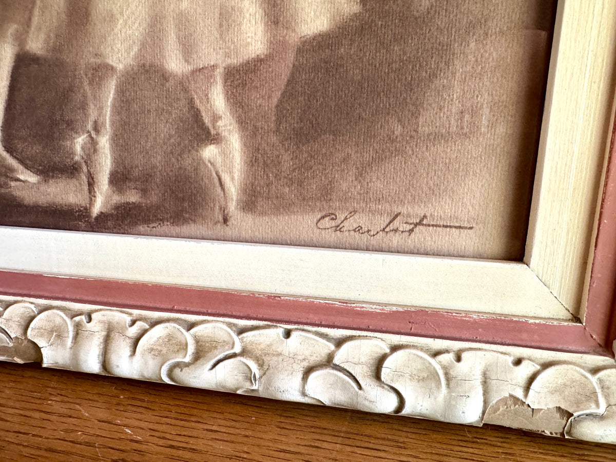 Vintage Framed Ballet Pastel Painting - Raymond Charlot - Signed