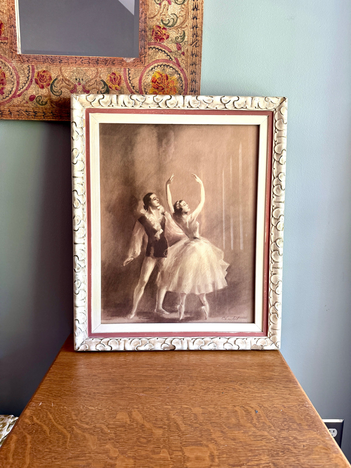 Vintage Framed Ballet Pastel Painting - Raymond Charlot - Signed