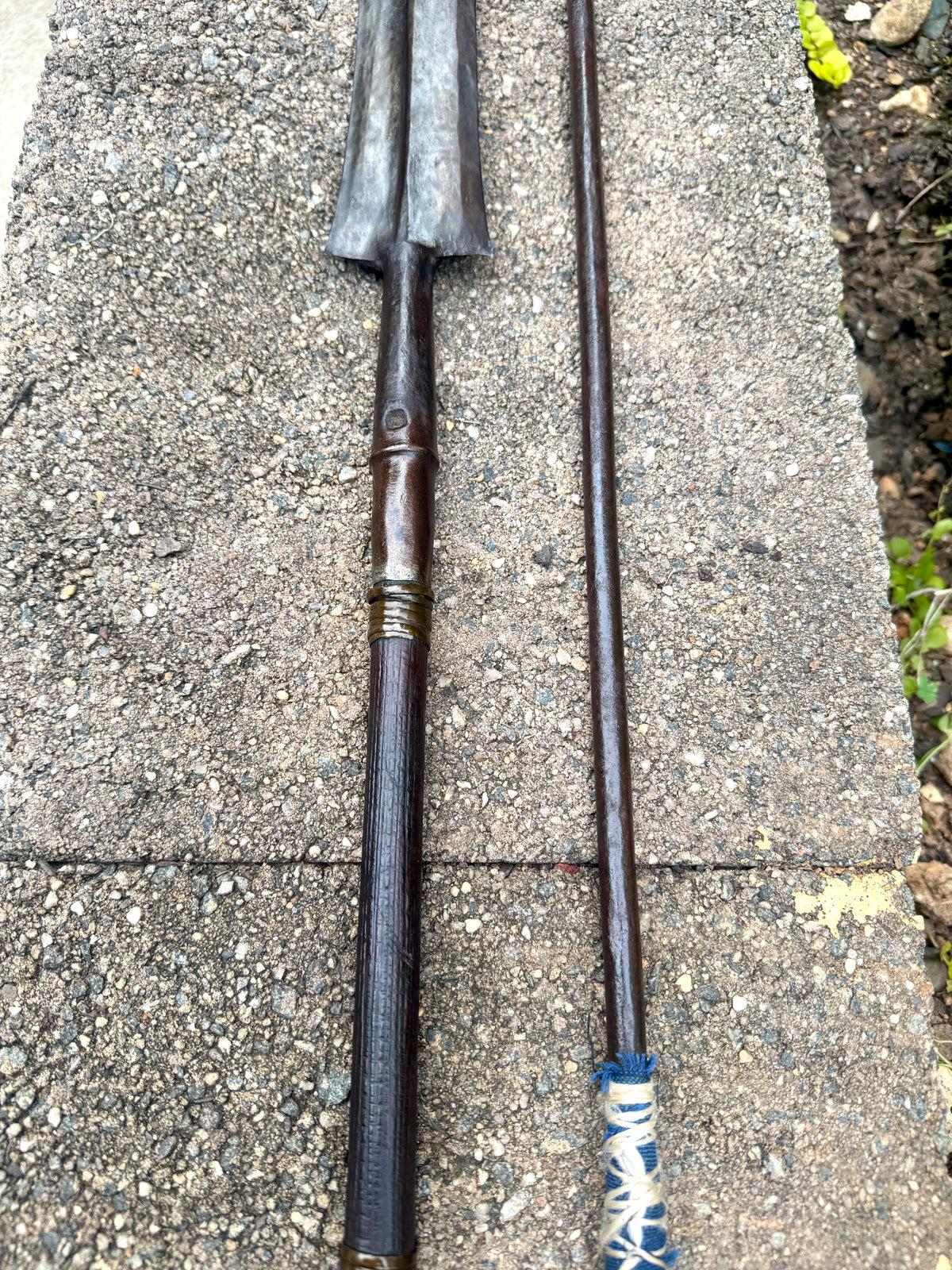 A Pair of Metal Antique African Tribal Spears ~ Zulu Style Forged Metal Spears