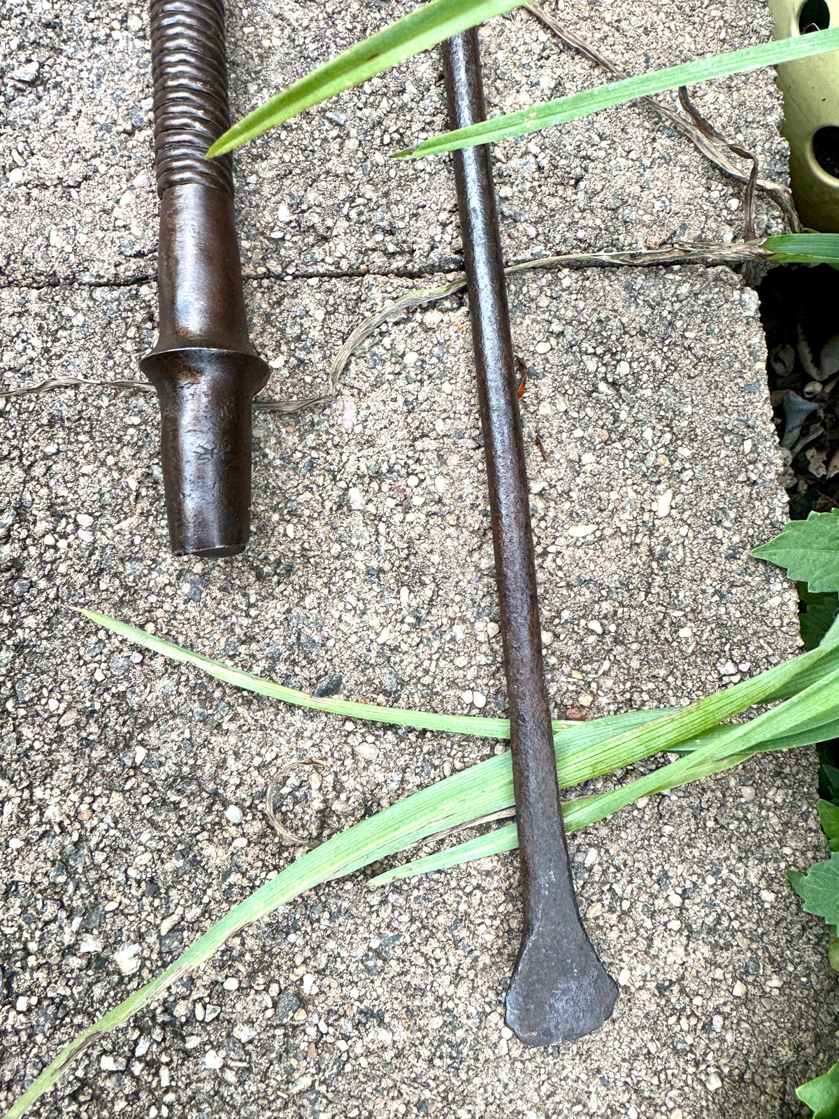 A Pair of Metal Antique African Tribal Spears ~ Zulu Style Forged Metal Spears