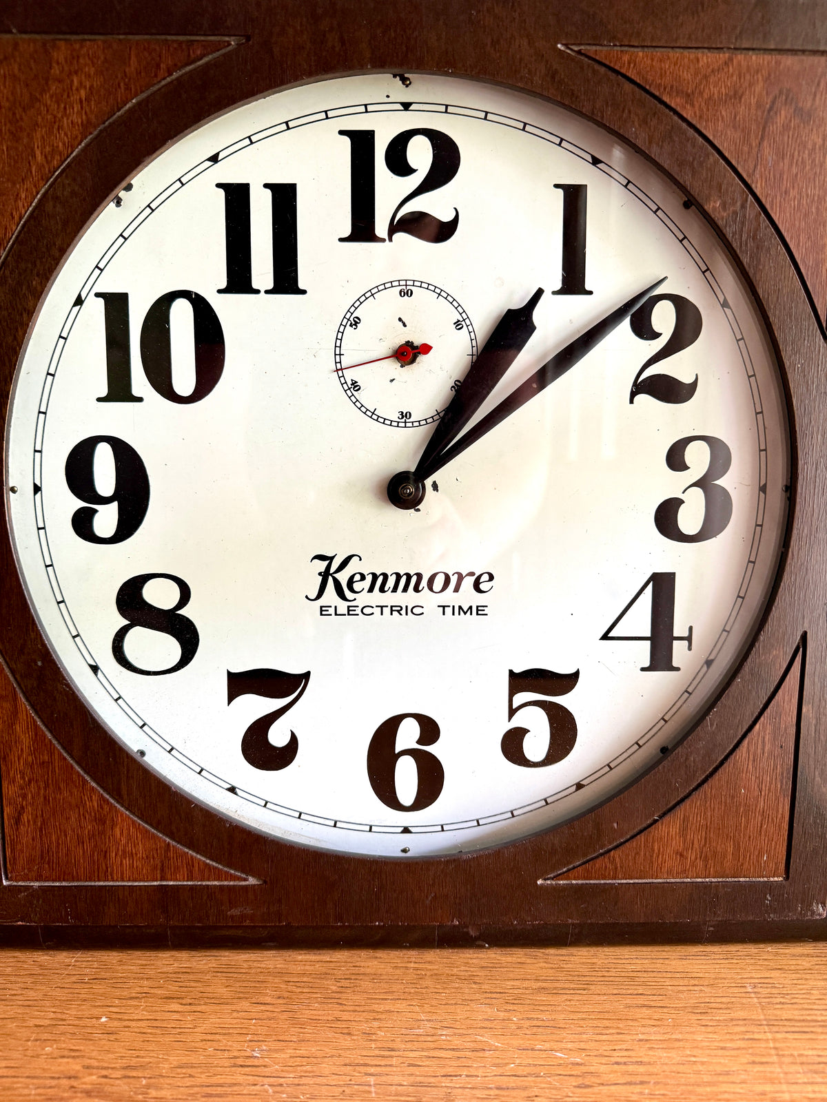 1920's Kenmore "Carlton" Electric Time Clock ~ May & Malone Kenmore Wood Case Wall Clock