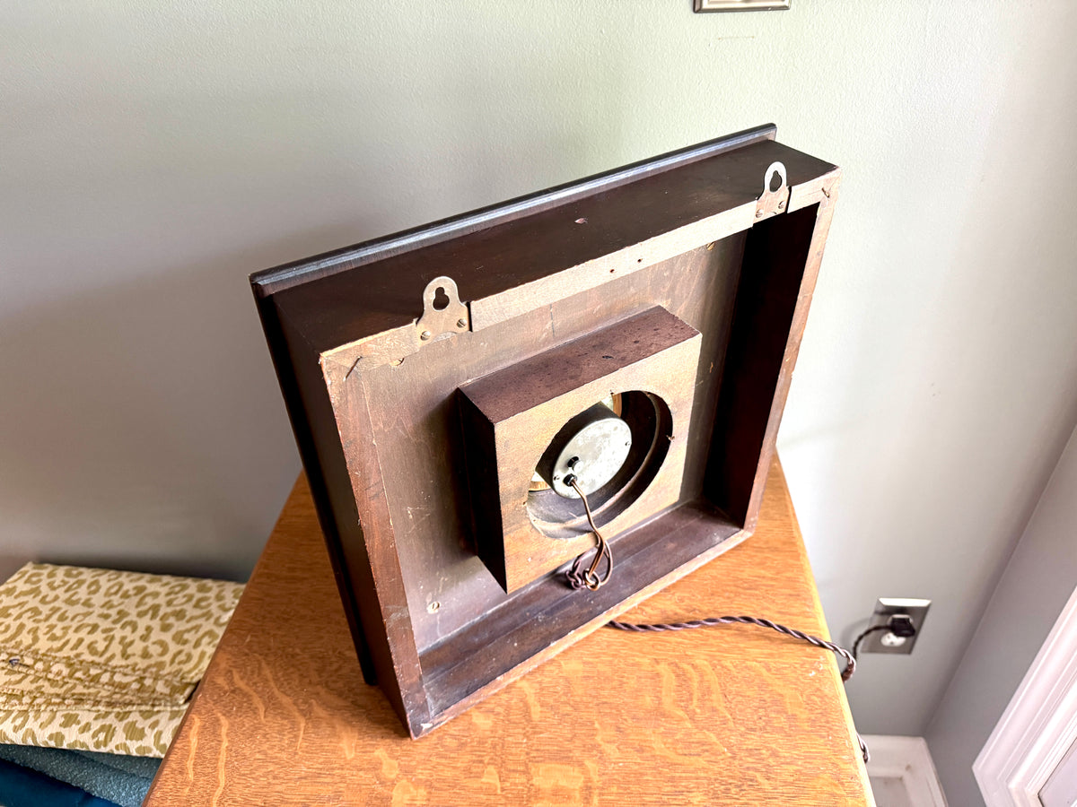 1920's Kenmore "Carlton" Electric Time Clock ~ May & Malone Kenmore Wood Case Wall Clock