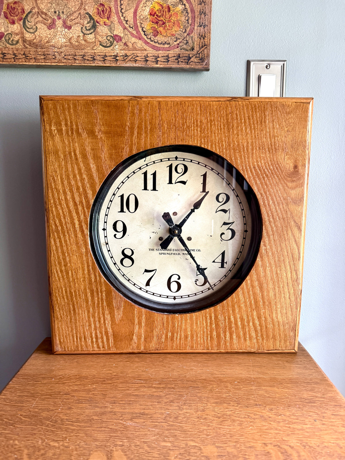 The Standard Electric Clock Co. Wood Framed Battery Power Wall Clock ~ Standard Electric Clock Co. Wall Clock