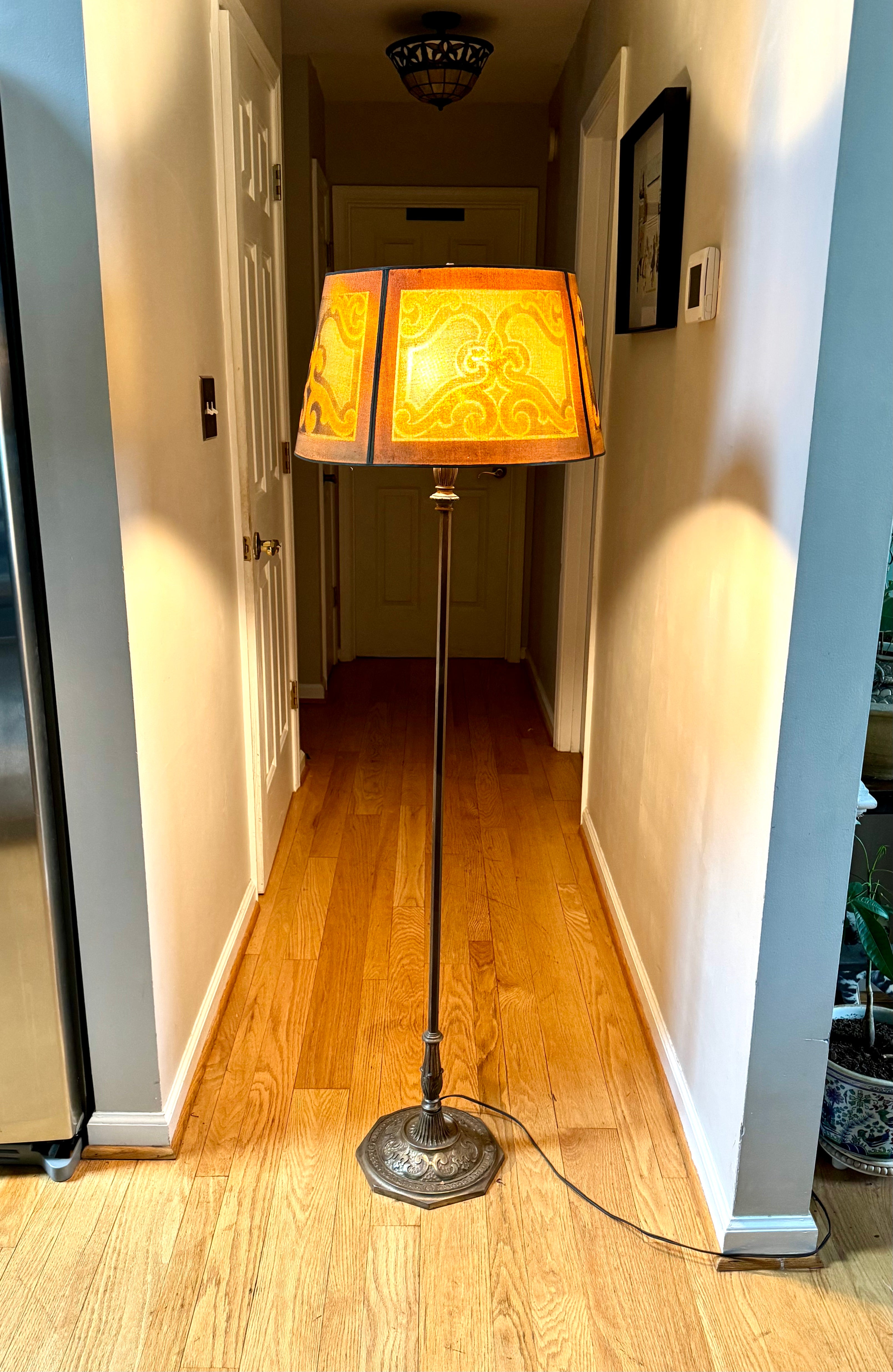 1920's Rembrandt Style Metal Mesh Shade Floor Lamp ~ Antique Ornate Floor Lamp