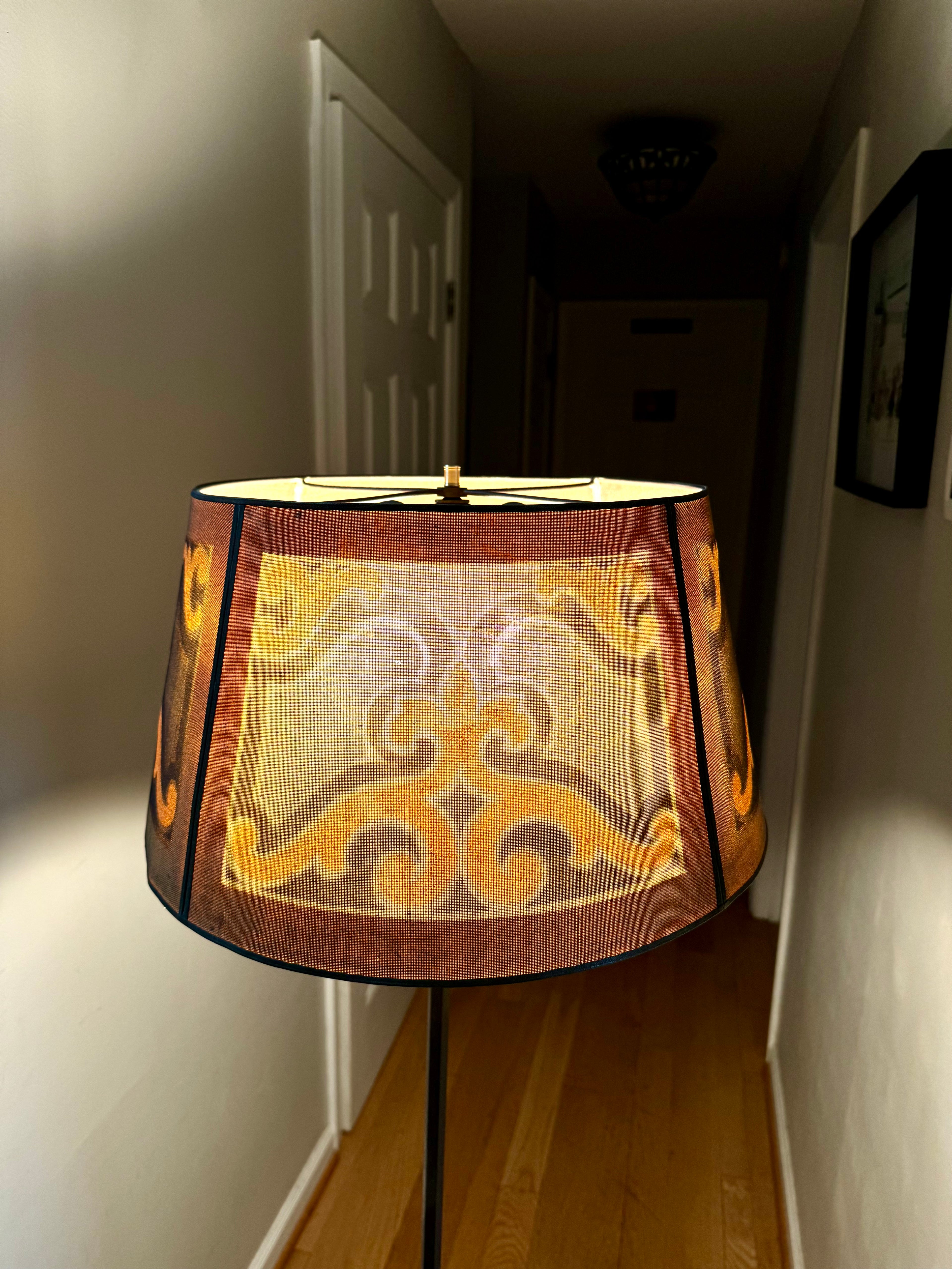 1920's Rembrandt Style Metal Mesh Shade Floor Lamp ~ Antique Ornate Floor Lamp
