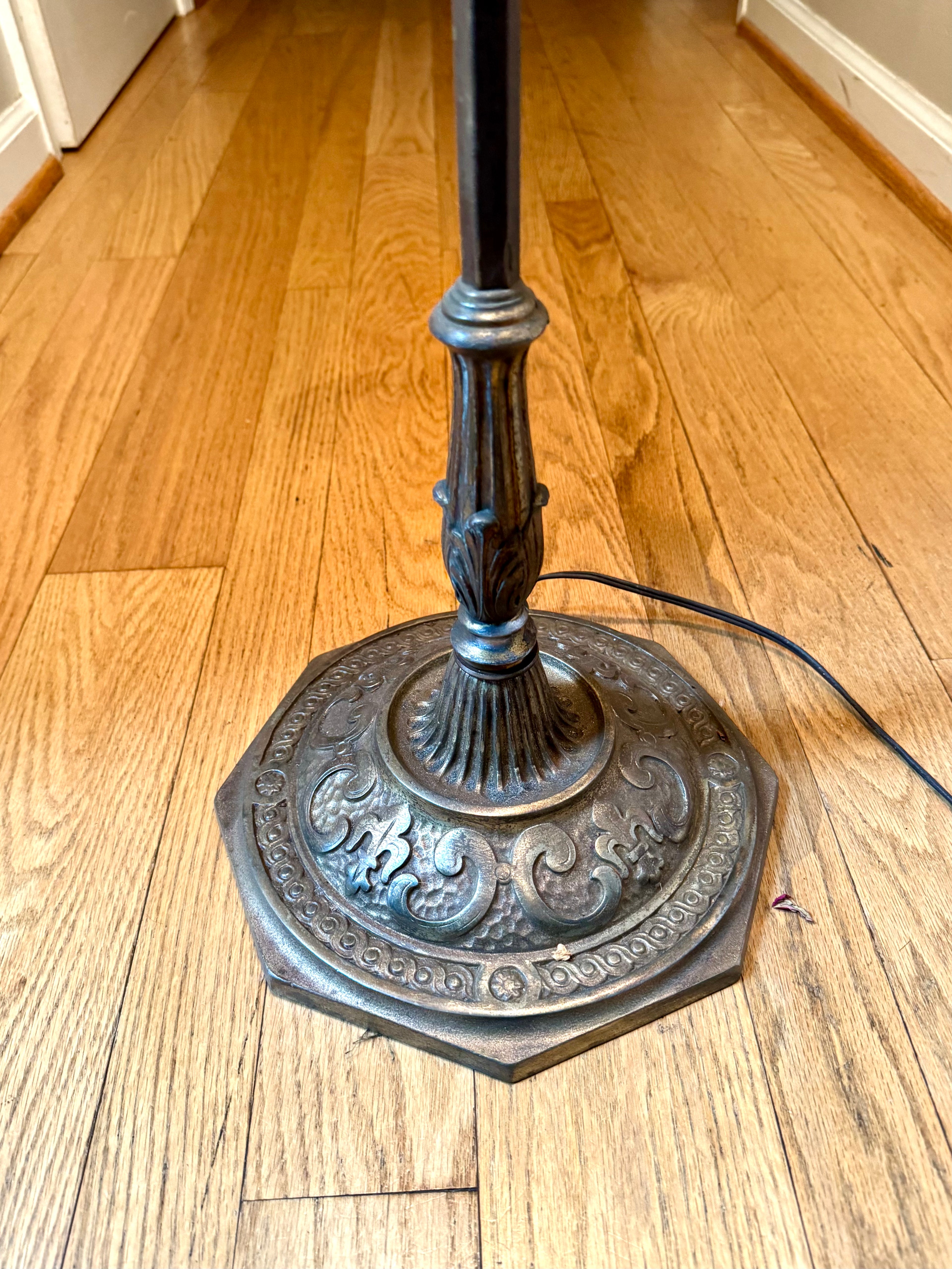 1920's Rembrandt Style Metal Mesh Shade Floor Lamp ~ Antique Ornate Floor Lamp