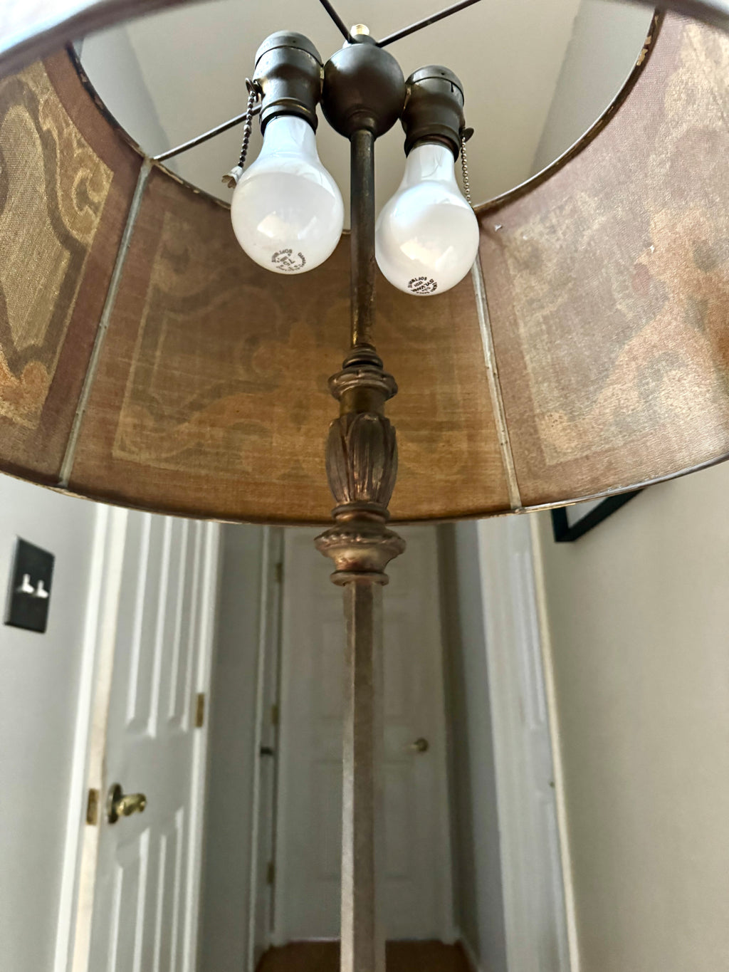 1920's Rembrandt Style Metal Mesh Shade Floor Lamp ~ Antique Ornate Floor Lamp