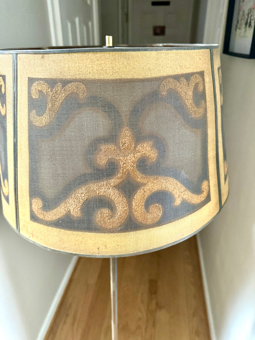 1920's Rembrandt Style Metal Mesh Shade Floor Lamp ~ Antique Ornate Floor Lamp