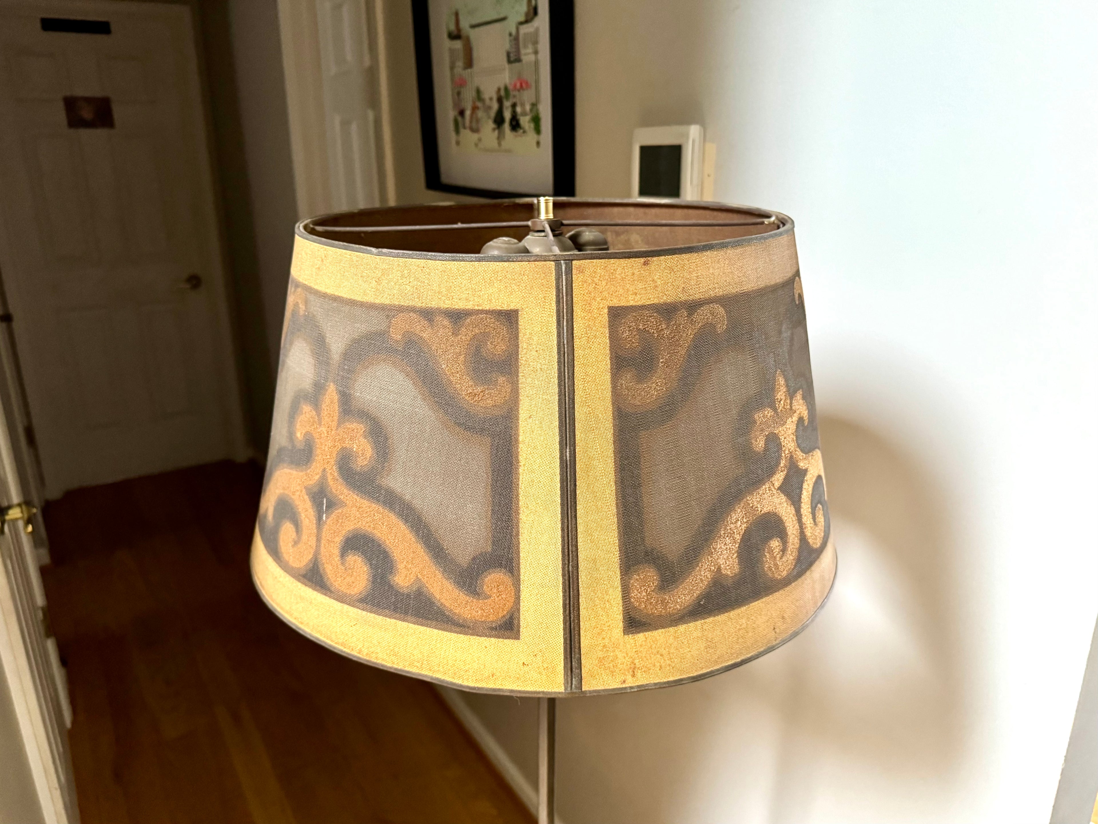 1920's Rembrandt Style Metal Mesh Shade Floor Lamp ~ Antique Ornate Floor Lamp