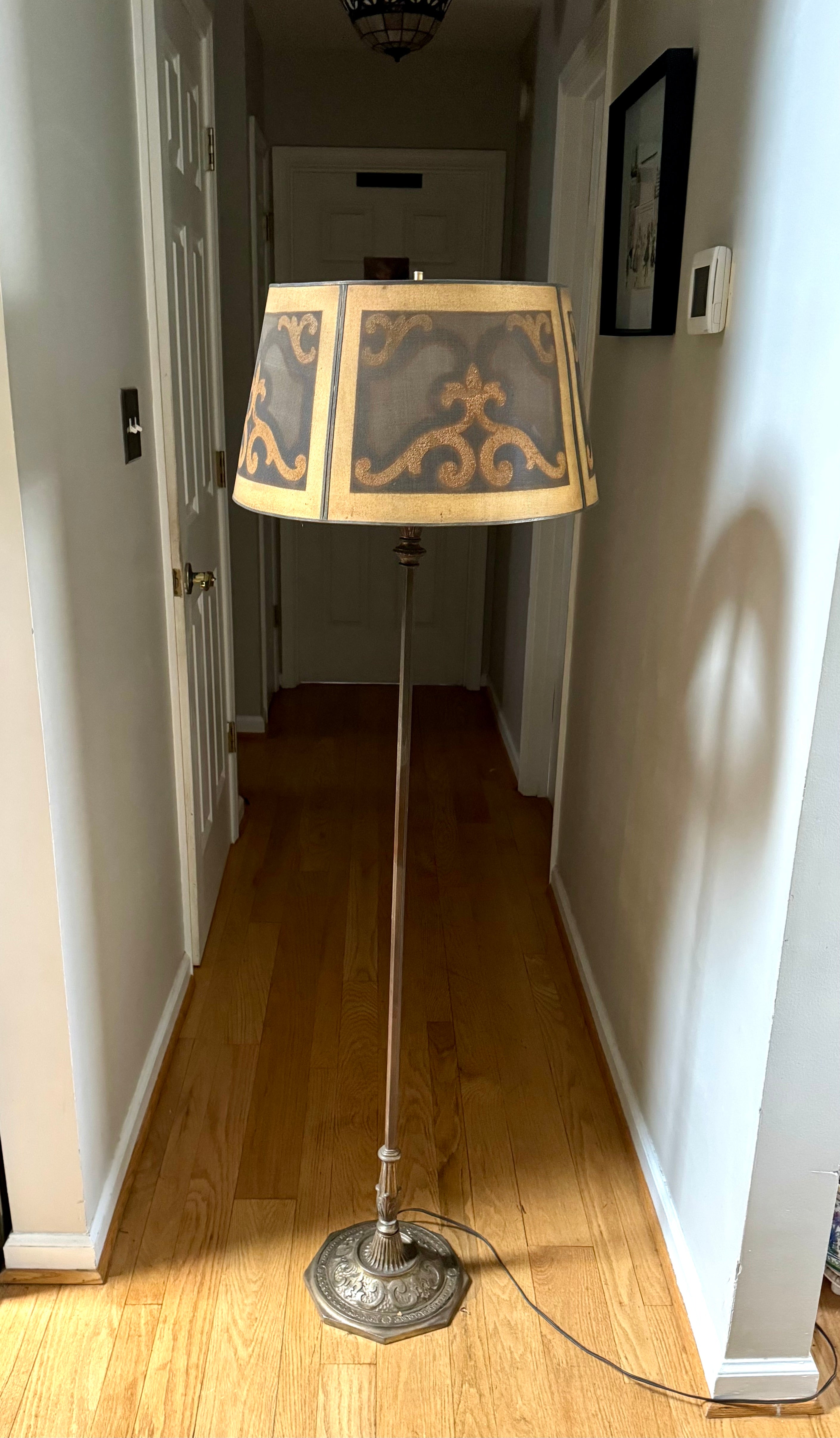1920's Rembrandt Style Metal Mesh Shade Floor Lamp ~ Antique Ornate Floor Lamp