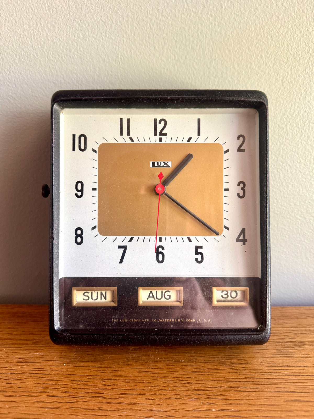 Mid Century Lux 5120 Series Calendar Wall Clock ~ MCM Square Electric Wall Clock