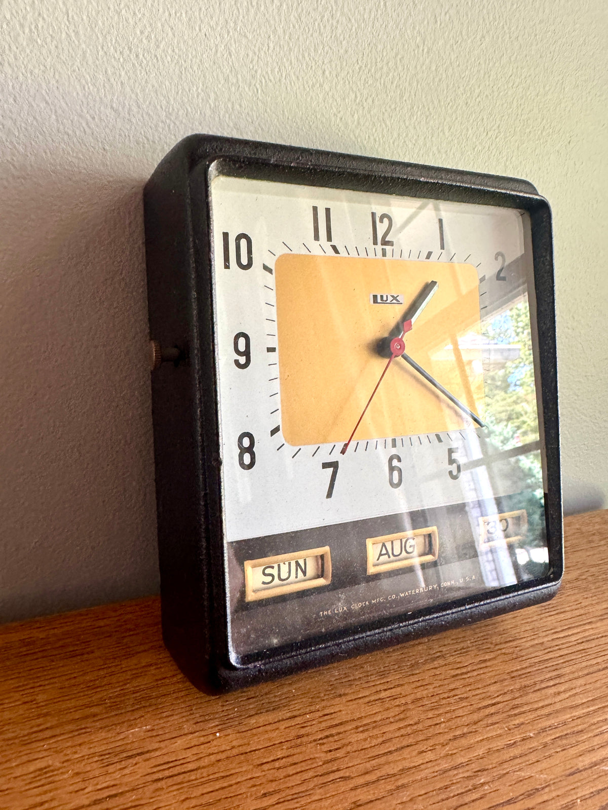 Mid Century Lux 5120 Series Calendar Wall Clock ~ MCM Square Electric Wall Clock